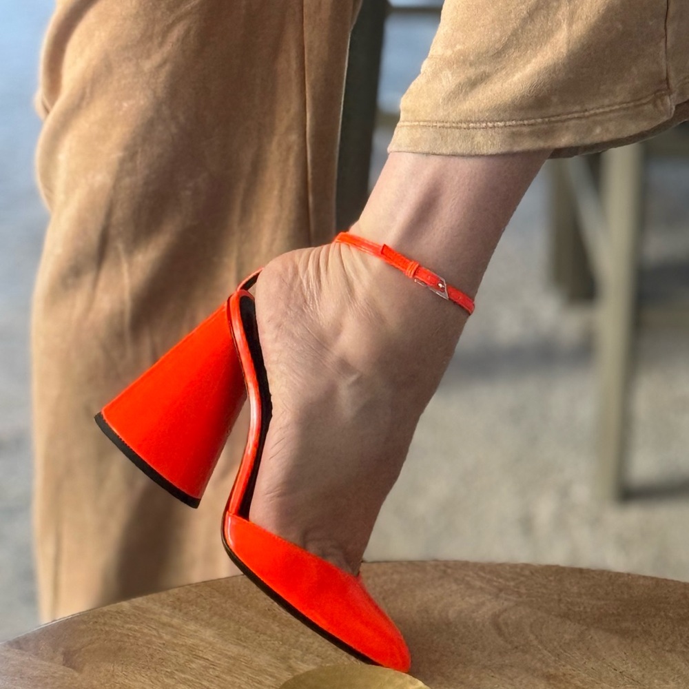 Rare ATTICO  Orange leather sandals heels pumps - Picture 7 of 15